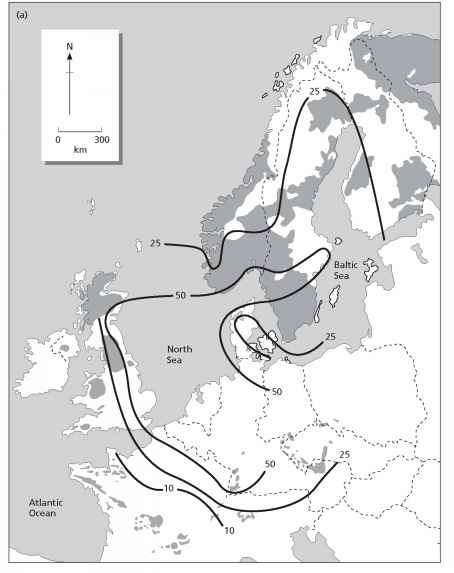 Fig Rates acid deposition contours imolH and areas most sensitive acidification shaded based their rock type Europe North America Modified from Likens 1979 with kind permission Tomko III Oxidation Reaction Rocks